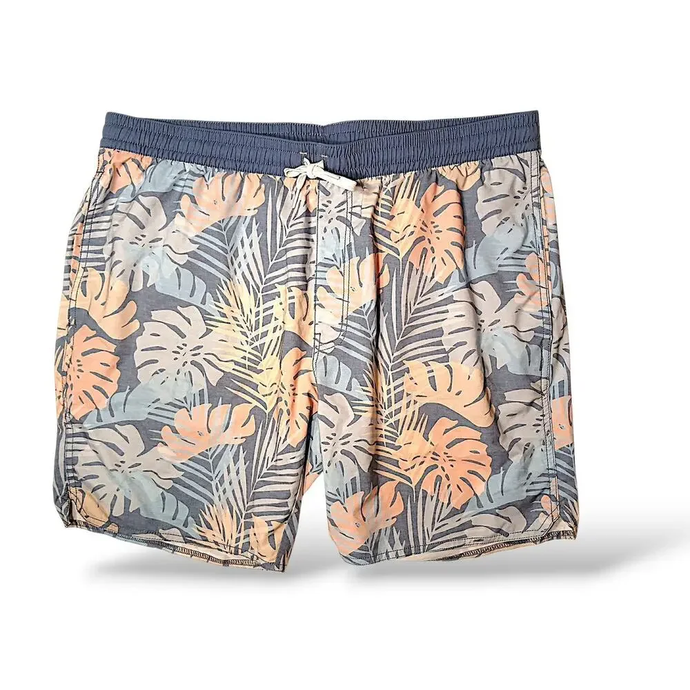 Travis Matthews Swim Shorts Mens‎ Sz M Blue Tropical Island Floral Beach Pocket